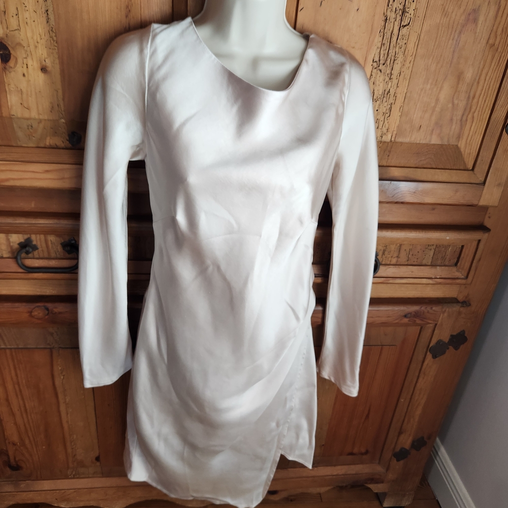 Chic Long Sleeve Satin Dress